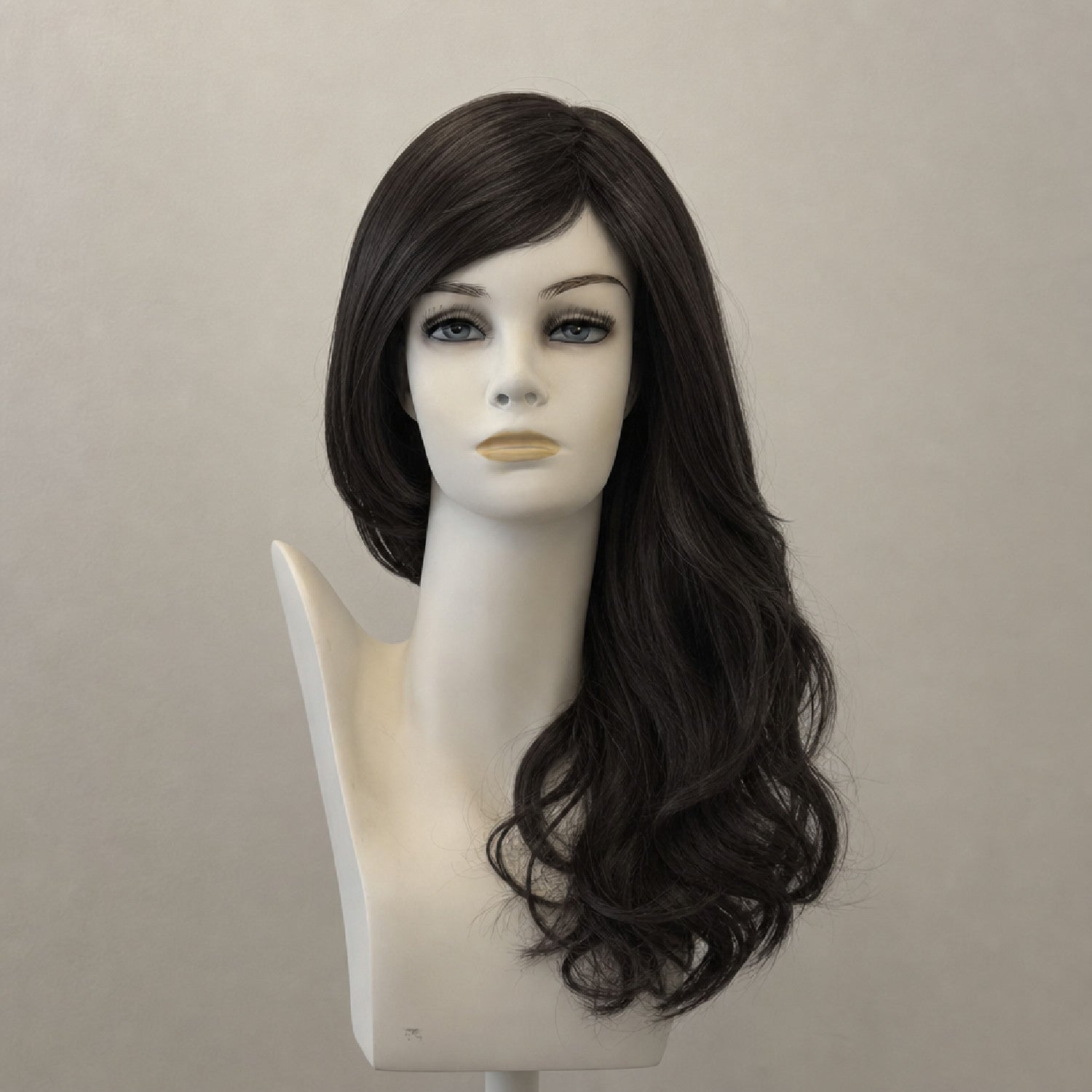 Lange schwarze Perücke mit braunen Highlights, Ombre-Look