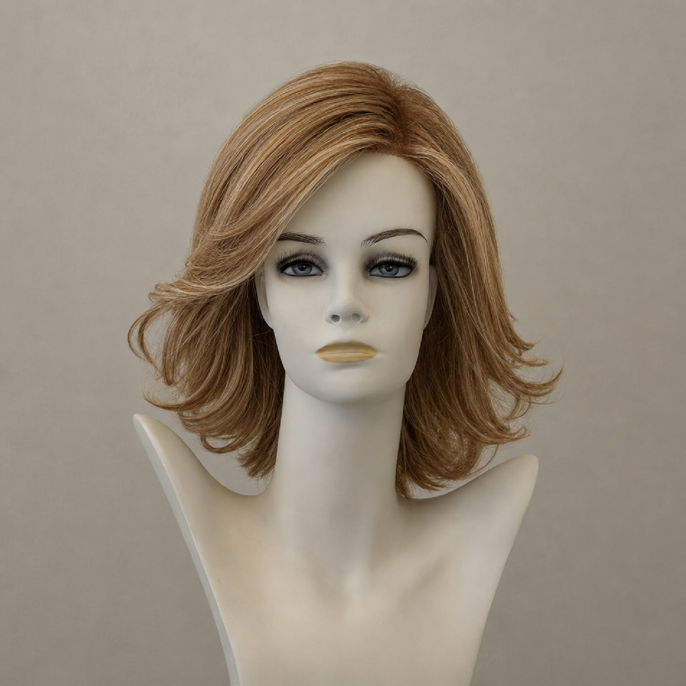 Kurze blonde Perücke mit Wurzeln, Page-Stil, lightbernstein.