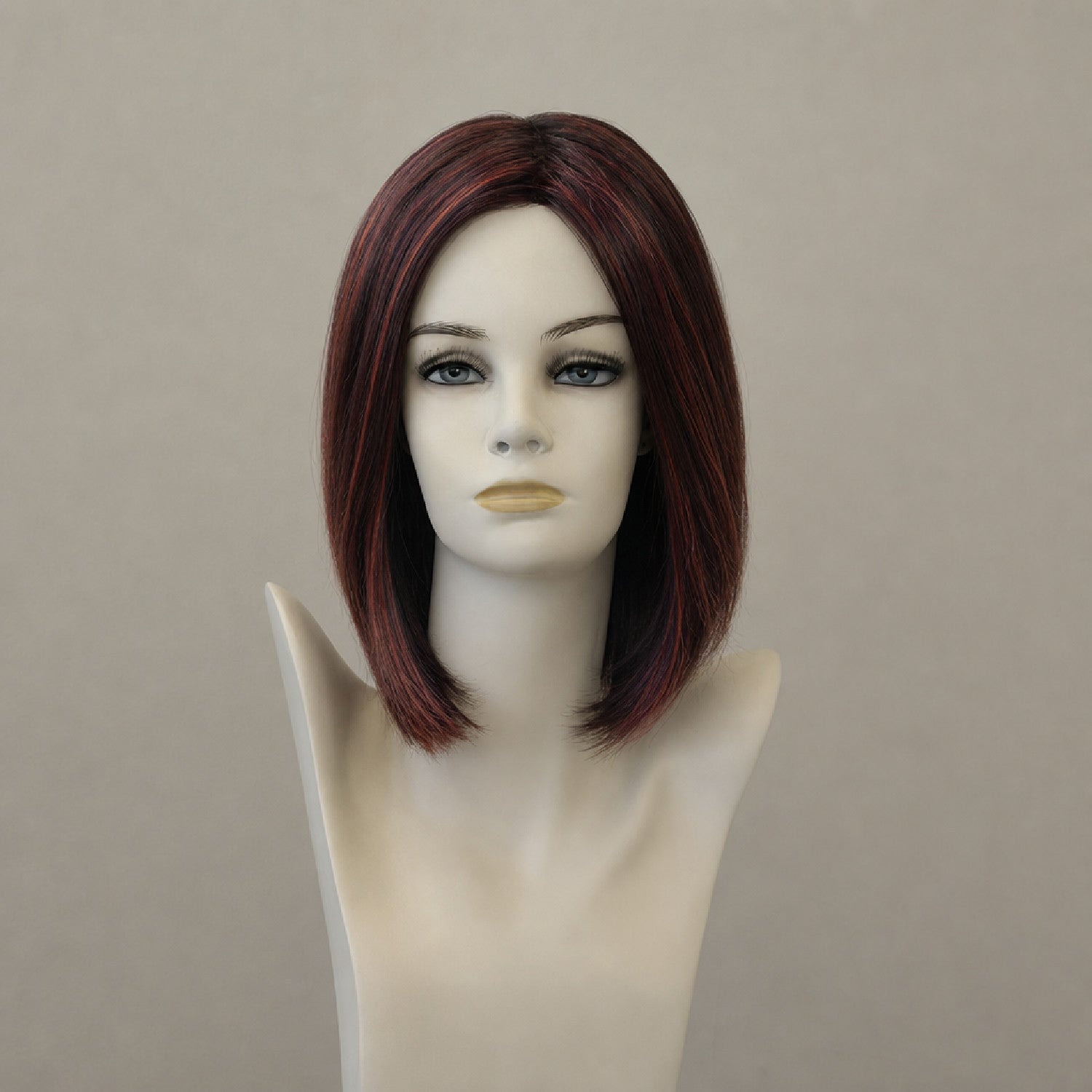 Page Hair 3 Perücke: Dunkelviolett und Flamme, mittellang