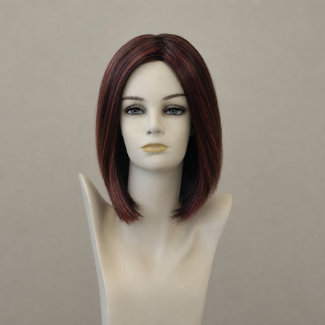 Page Hair 3 Perücke: Dunkelviolett und Flamme, mittellang