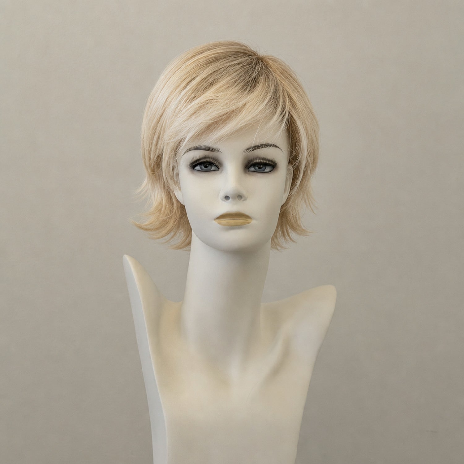 Pastellblonde Page Perücke mit Wurzelung, schulterlang