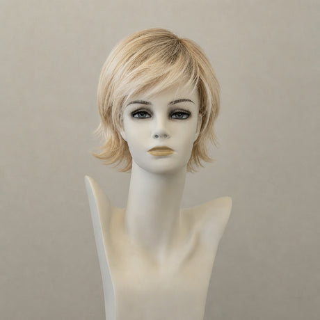 Pastellblonde Page Perücke mit Wurzelung, schulterlang