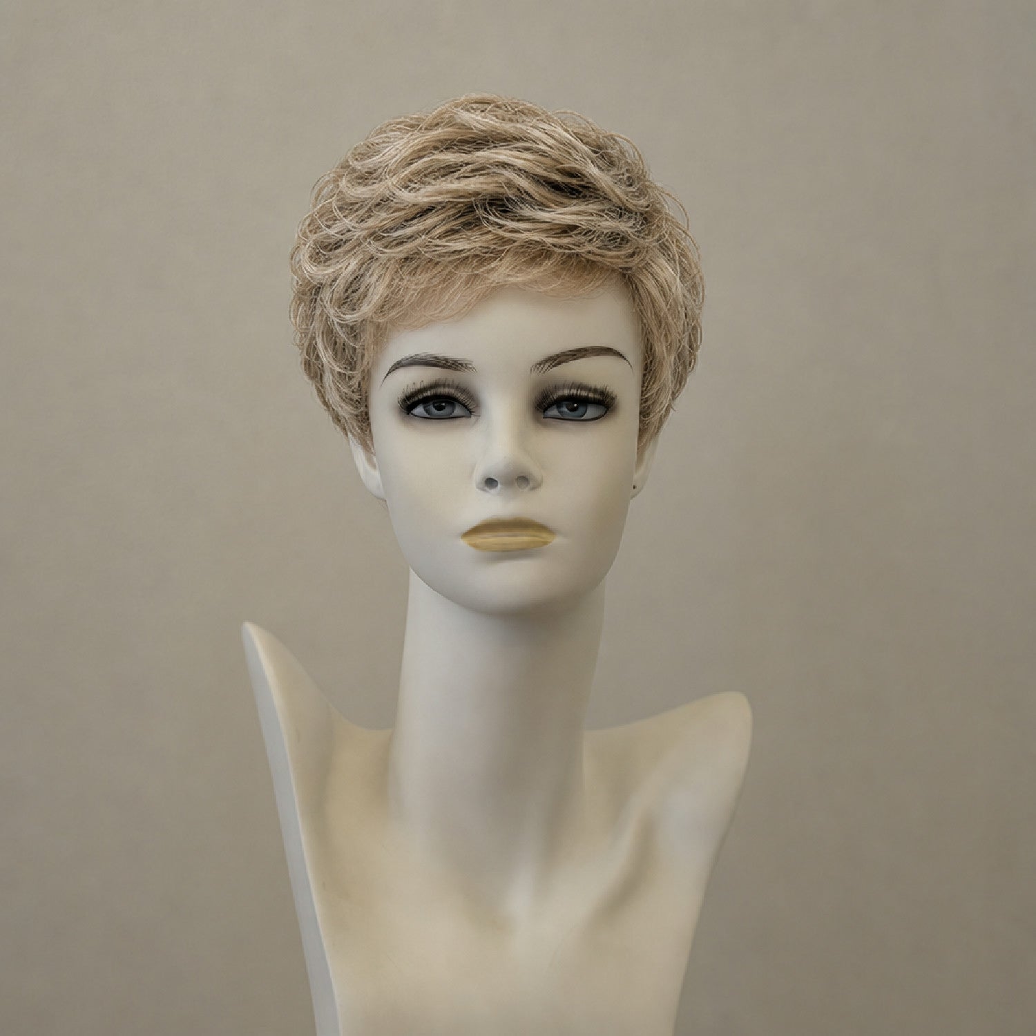 Kurze braune Perücke mit blonden Highlights, Stil "Short Hair 2