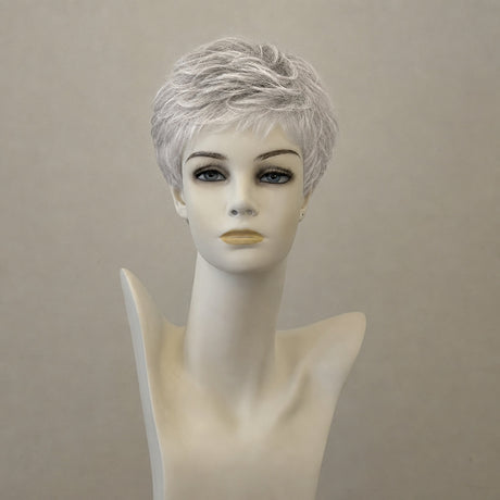 Kurzhaarperücke in platinblond mit Strähnen